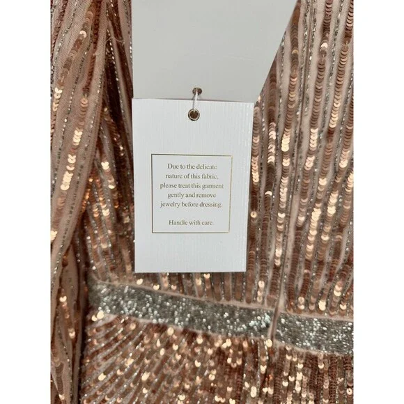 Mac Duggal Women's Size 12 Cooper Formal Evening Dress Long Sleeve, NWT Sequin